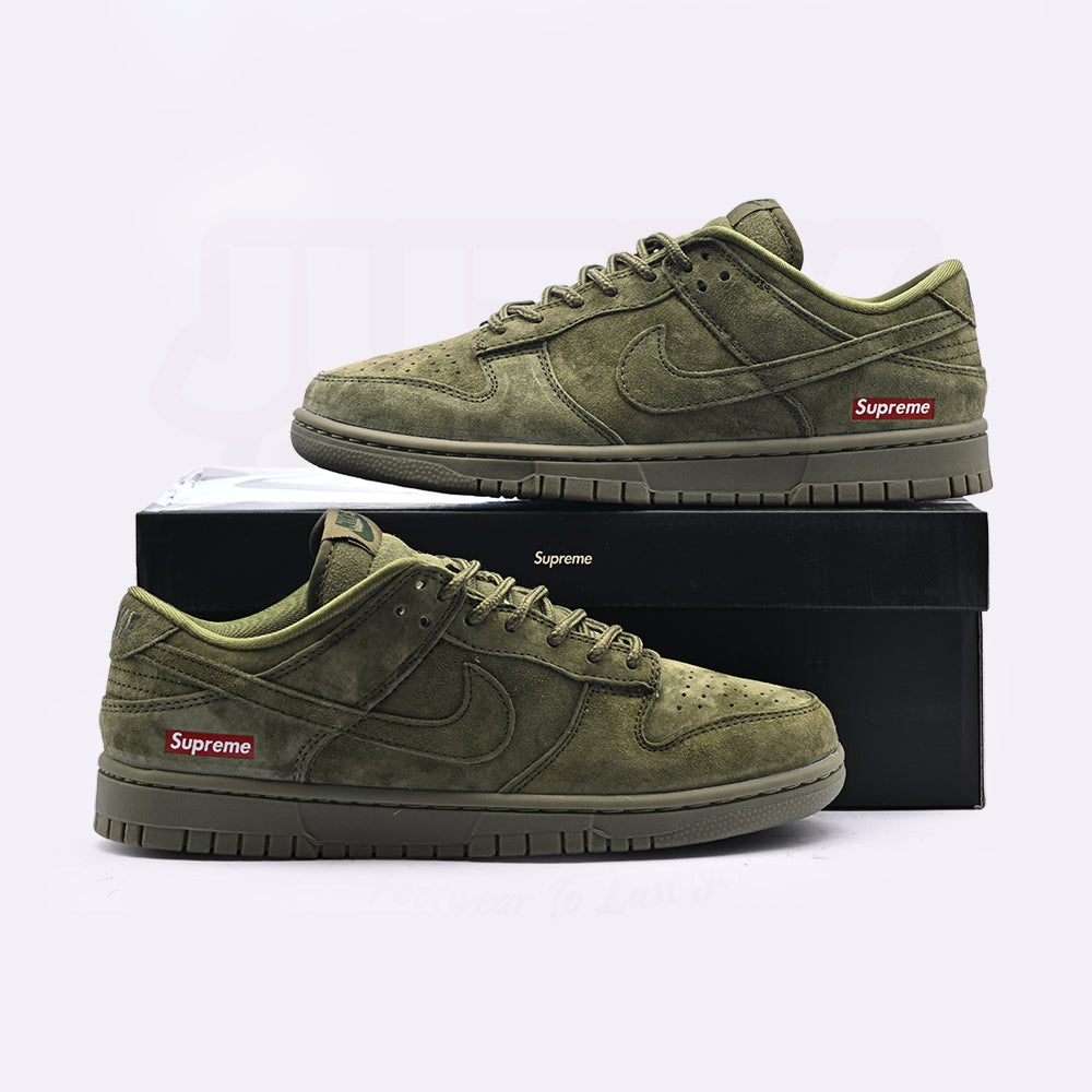 DUNK LOW X SUP - OLIVE ( REAL SUEDE )