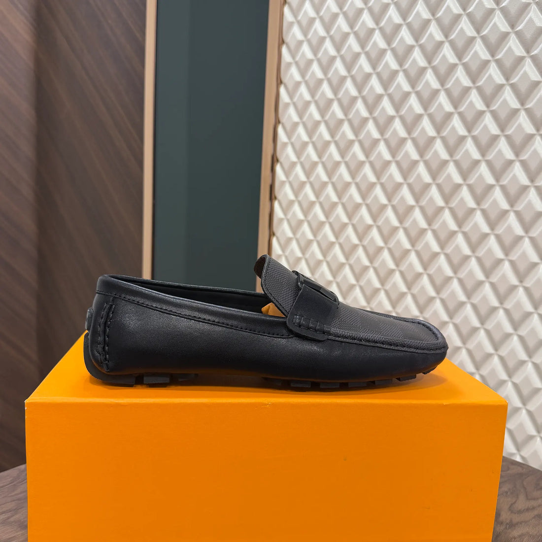 LOUI LEATHER LOAFER - BLACK CHEQS (ND0167)