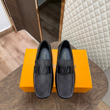 LOUI LEATHER LOAFER - BLACK CHEQS (ND0167)