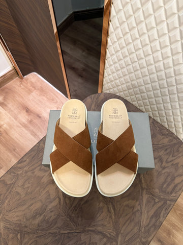 BRUN HIGH QUALITY SLIDE - BROWN (SUEDE)