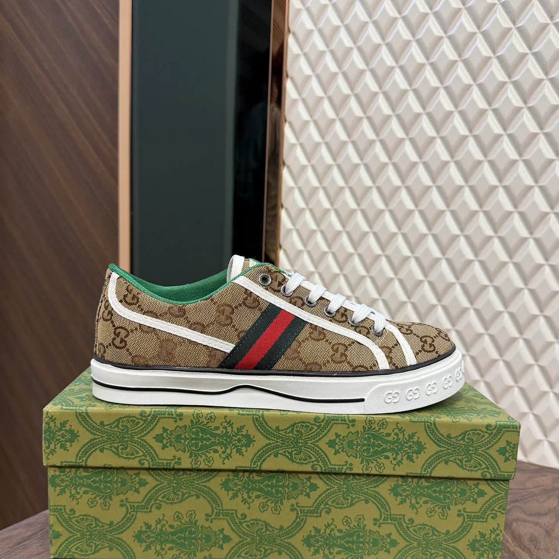 Gucc Tennis Beige Sneaker Shoes For Men