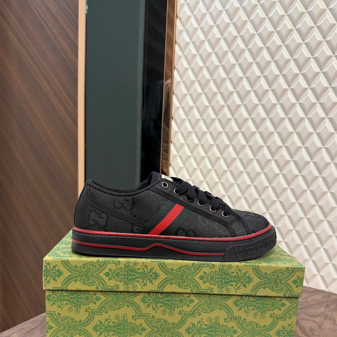 Gucc Tennis Black Sneaker Shoes For Men