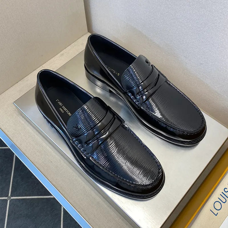 L V LOAFER GLAZED - BLACK